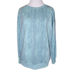 Mondetta Sweatshirt Snakeskin Print Women's Small Green Long Sleeve Pullover